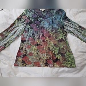 Coldwater Creek Purple and Green Floral Top
